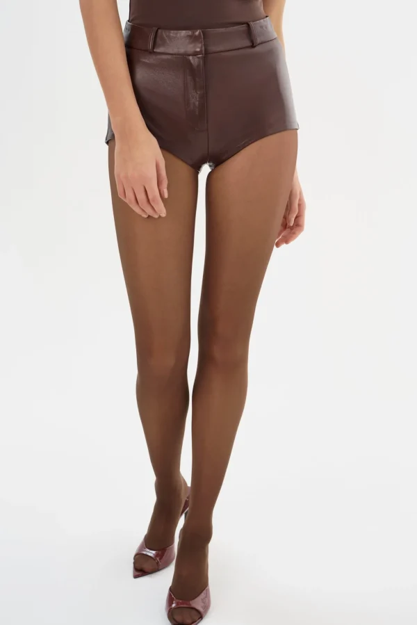 LAMARQUE Pants&Shorts | ANNAISE | Leather Hot Shorts CHOCOLATE BROWN