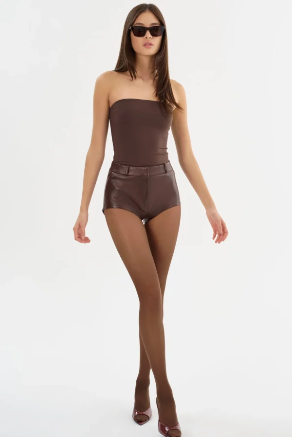 LAMARQUE Pants&Shorts | ANNAISE | Leather Hot Shorts CHOCOLATE BROWN