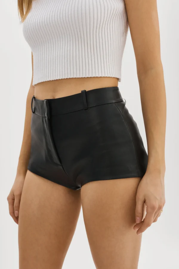 LAMARQUE Pants&Shorts | ANNAISE | Leather Hot Shorts Black