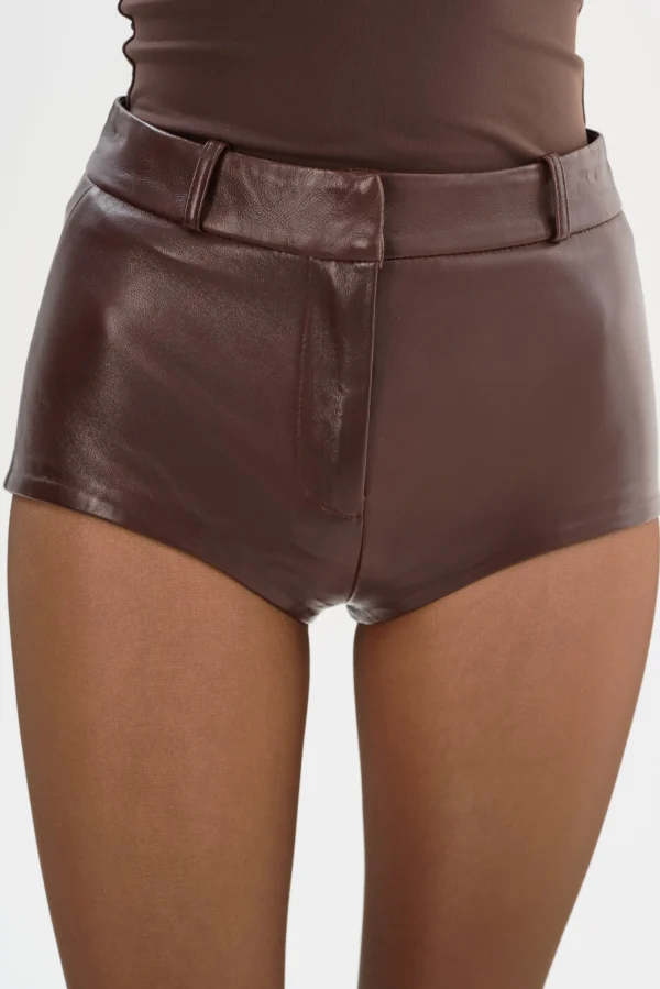 LAMARQUE Pants&Shorts | ANNAISE | Leather Hot Shorts CHOCOLATE BROWN