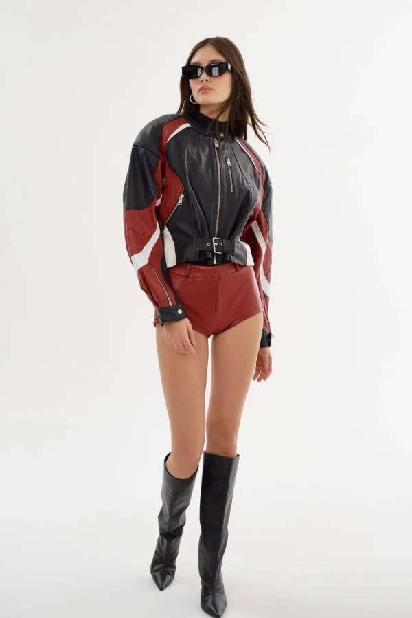 LAMARQUE Pants&Shorts | ANNAISE | Leather Hot Shorts Red
