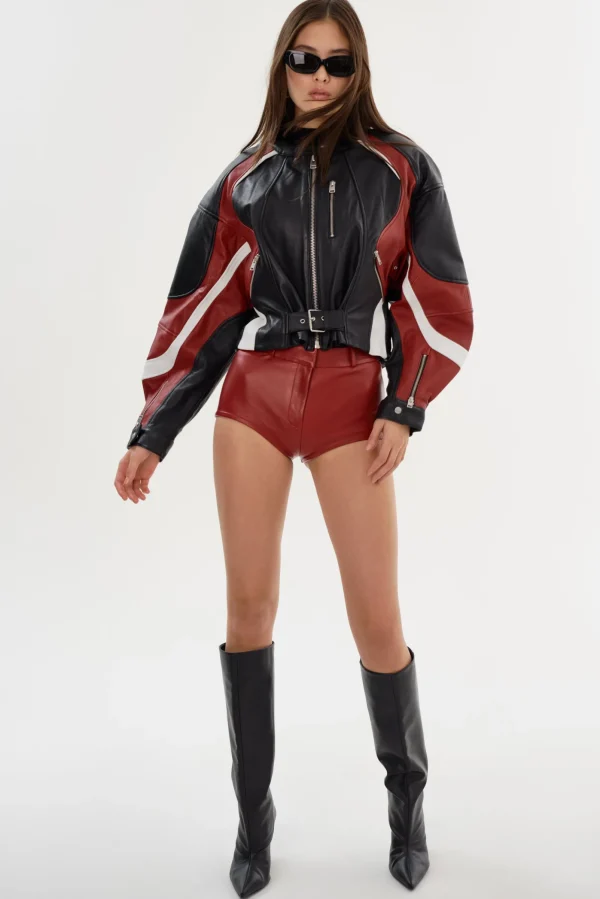 LAMARQUE Pants&Shorts | ANNAISE | Leather Hot Shorts Red