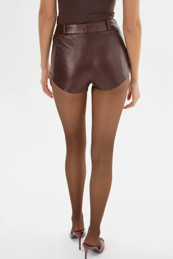 LAMARQUE Pants&Shorts | ANNAISE | Leather Hot Shorts CHOCOLATE BROWN