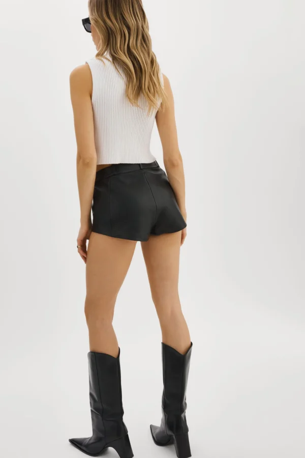 LAMARQUE Pants&Shorts | ANNAISE | Leather Hot Shorts Black