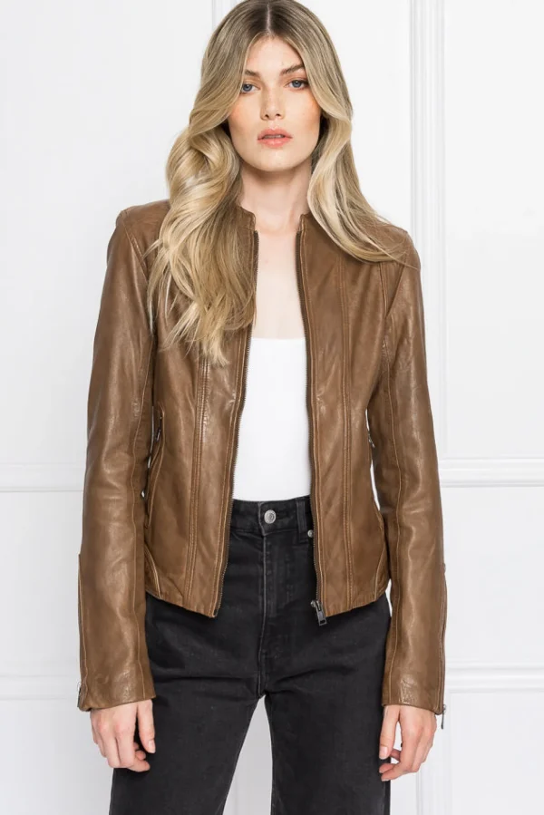 LAMARQUE Leather Jackets | ARLETTE | Leather Biker Jacket Rawhide