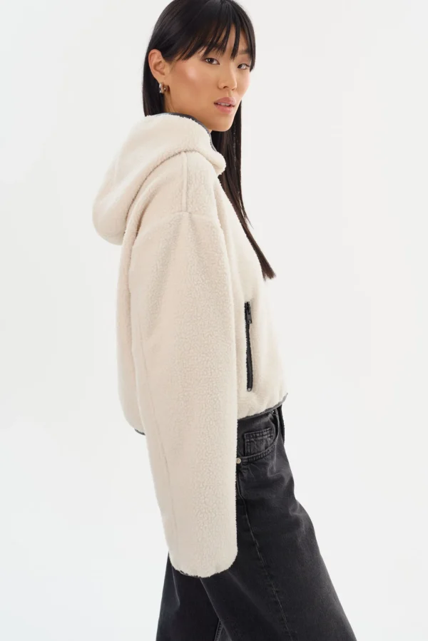 LAMARQUE Tops | ARLINA | Polar Fleece Zip-Up Hoodie Ivory