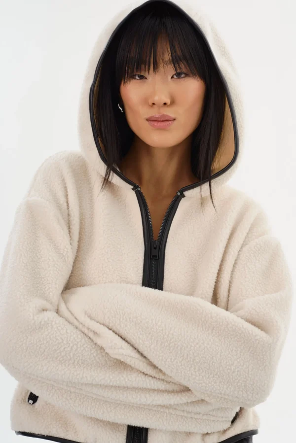 LAMARQUE Tops | ARLINA | Polar Fleece Zip-Up Hoodie Ivory