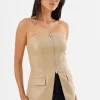LAMARQUE Tops | AVANI | Faux Leather Bustier Top Wheat