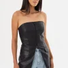 LAMARQUE Tops | AVANI | Faux Leather Bustier Top Black