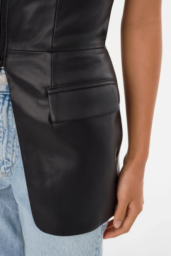LAMARQUE Tops | AVANI | Faux Leather Bustier Top Black