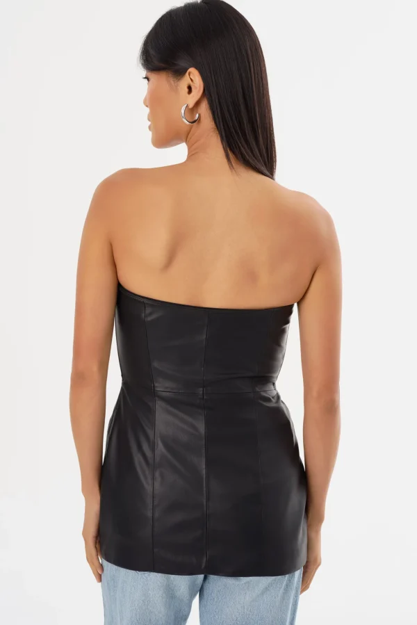 LAMARQUE Tops | AVANI | Faux Leather Bustier Top Black