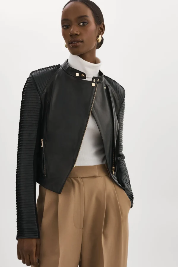 LAMARQUE Leather Jackets | AZRA GOLD | Leather Biker Jacket Black