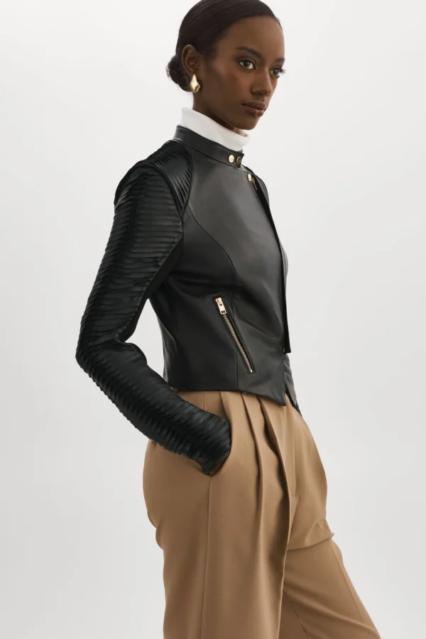 LAMARQUE Leather Jackets | AZRA GOLD | Leather Biker Jacket Black