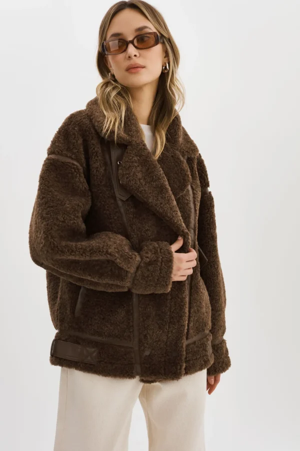 LAMARQUE Coats&Jackets | BADU | Oversized Faux Shearling Jacket Brown
