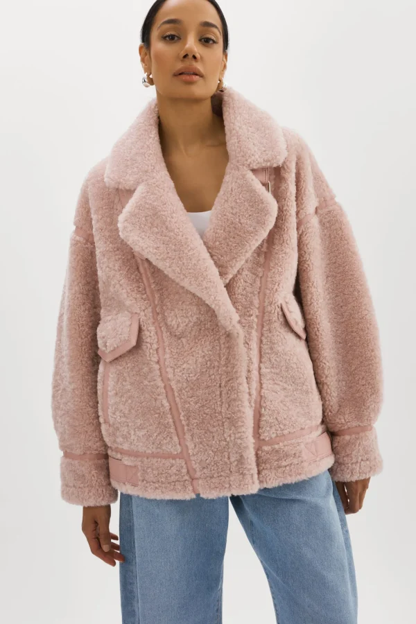 LAMARQUE Coats&Jackets | BADU | Oversized Faux Shearling Jacket Light Pink