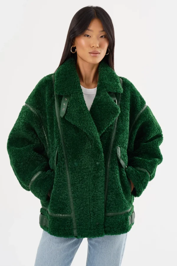 LAMARQUE Coats&Jackets | BADU | Oversized Faux Shearling Jacket Green