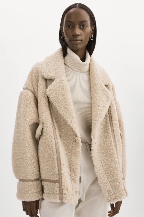 LAMARQUE Coats&Jackets | BADU | Oversized Faux Shearling Jacket Beige