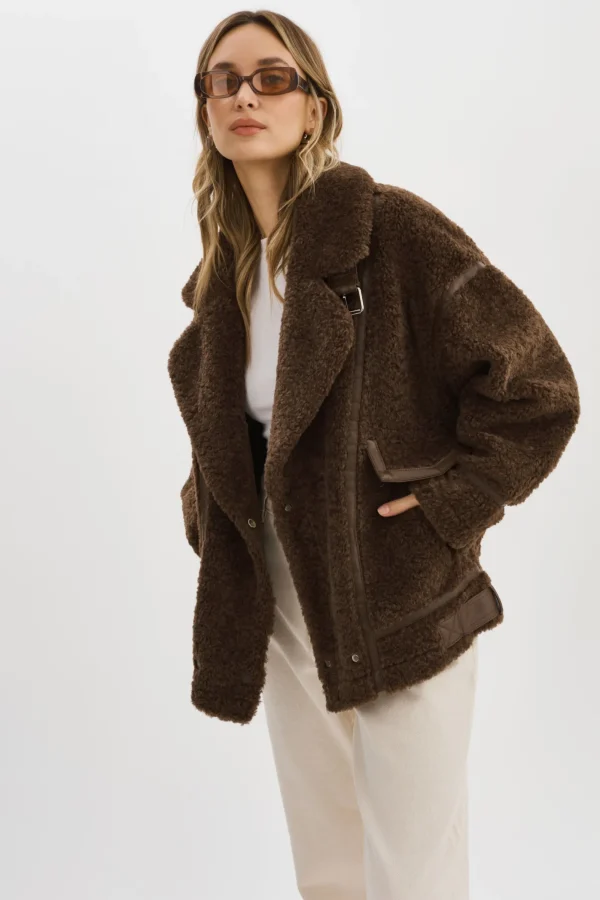 LAMARQUE Coats&Jackets | BADU | Oversized Faux Shearling Jacket Brown