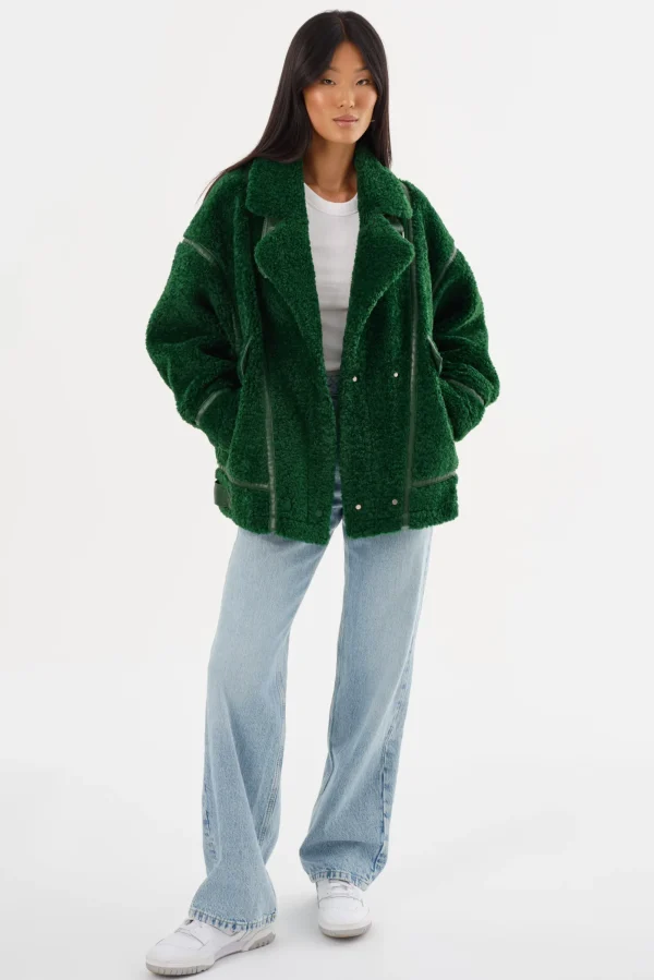 LAMARQUE Coats&Jackets | BADU | Oversized Faux Shearling Jacket Green