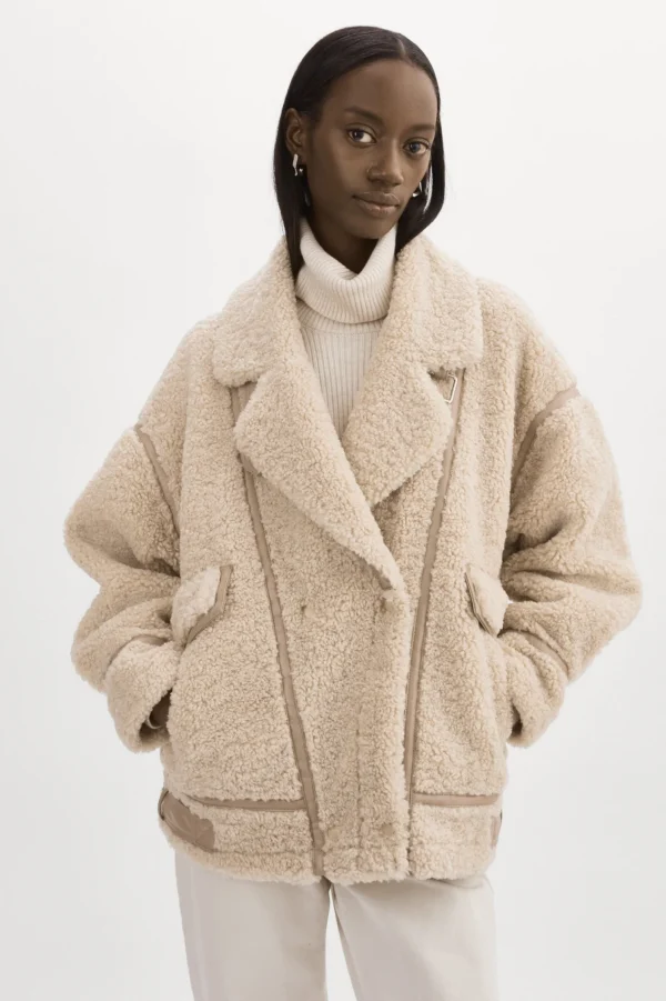 LAMARQUE Coats&Jackets | BADU | Oversized Faux Shearling Jacket Beige