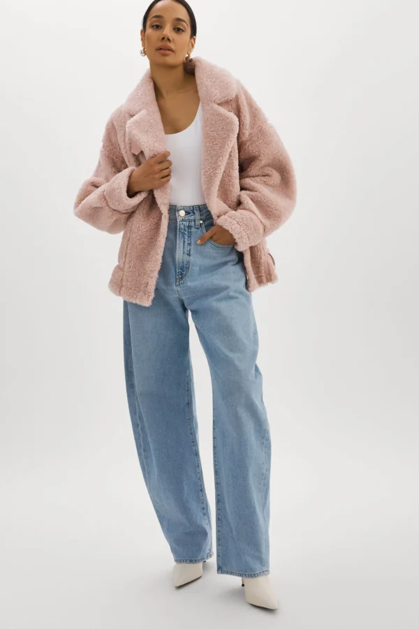 LAMARQUE Coats&Jackets | BADU | Oversized Faux Shearling Jacket Light Pink
