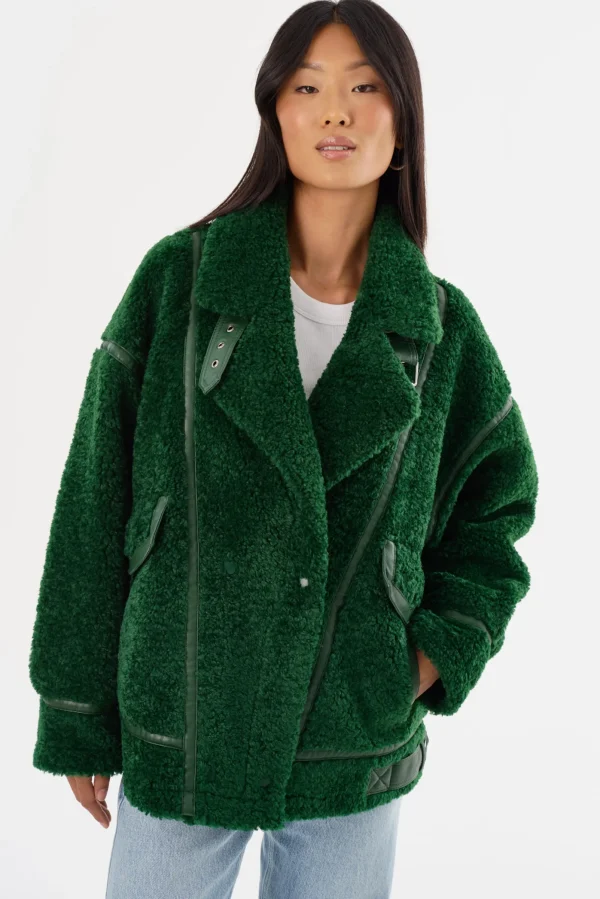 LAMARQUE Coats&Jackets | BADU | Oversized Faux Shearling Jacket Green
