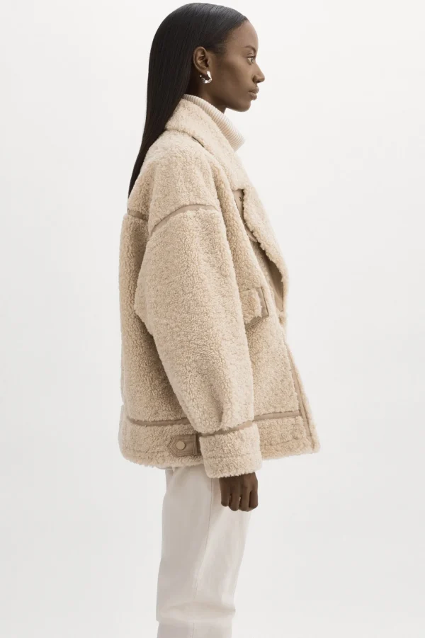 LAMARQUE Coats&Jackets | BADU | Oversized Faux Shearling Jacket Beige