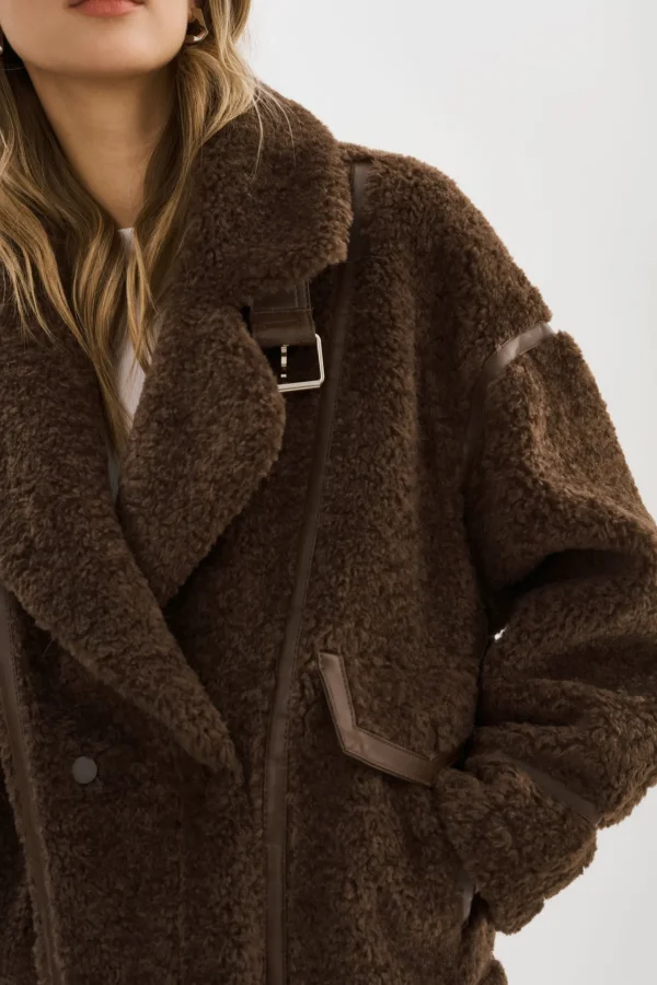 LAMARQUE Coats&Jackets | BADU | Oversized Faux Shearling Jacket Brown