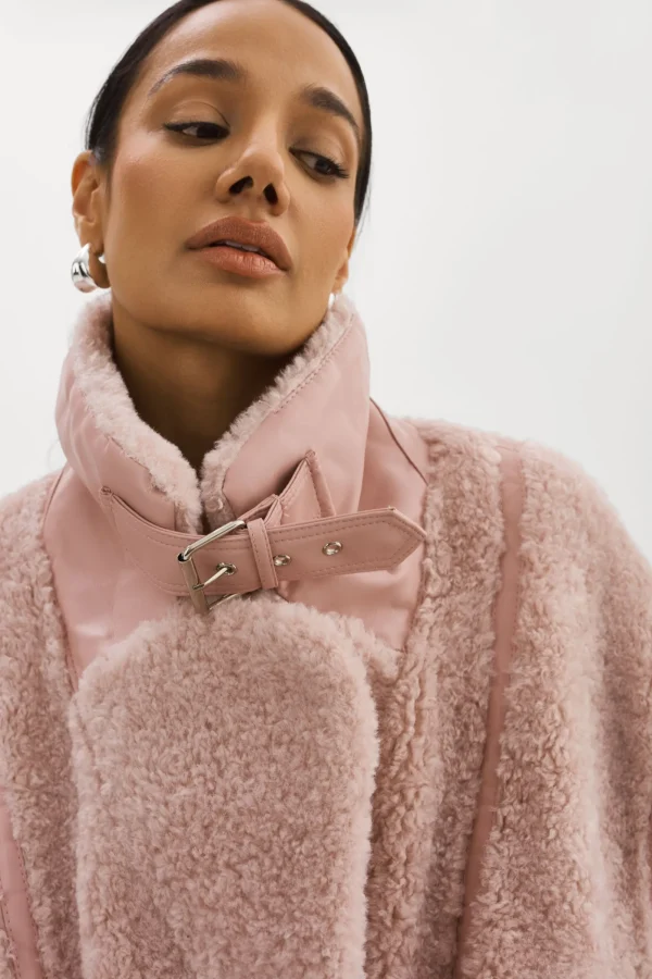 LAMARQUE Coats&Jackets | BADU | Oversized Faux Shearling Jacket Light Pink