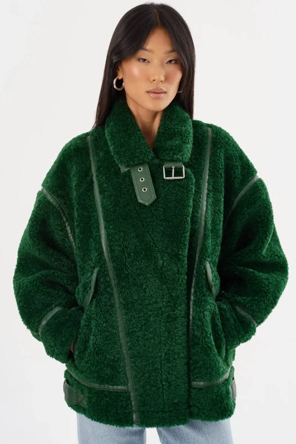 LAMARQUE Coats&Jackets | BADU | Oversized Faux Shearling Jacket Green