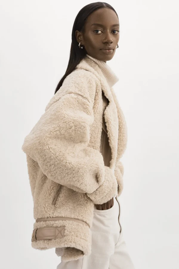 LAMARQUE Coats&Jackets | BADU | Oversized Faux Shearling Jacket Beige