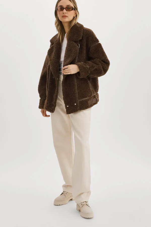 LAMARQUE Coats&Jackets | BADU | Oversized Faux Shearling Jacket Brown