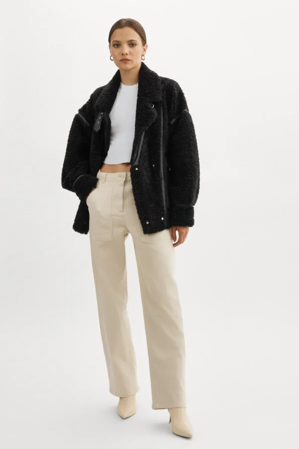 LAMARQUE Coats&Jackets | BADU | Oversized Faux Shearling Jacket Black