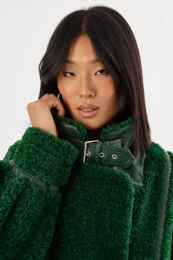 LAMARQUE Coats&Jackets | BADU | Oversized Faux Shearling Jacket Green