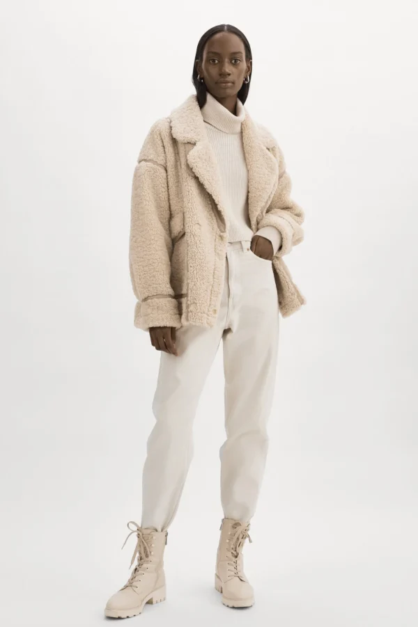 LAMARQUE Coats&Jackets | BADU | Oversized Faux Shearling Jacket Beige
