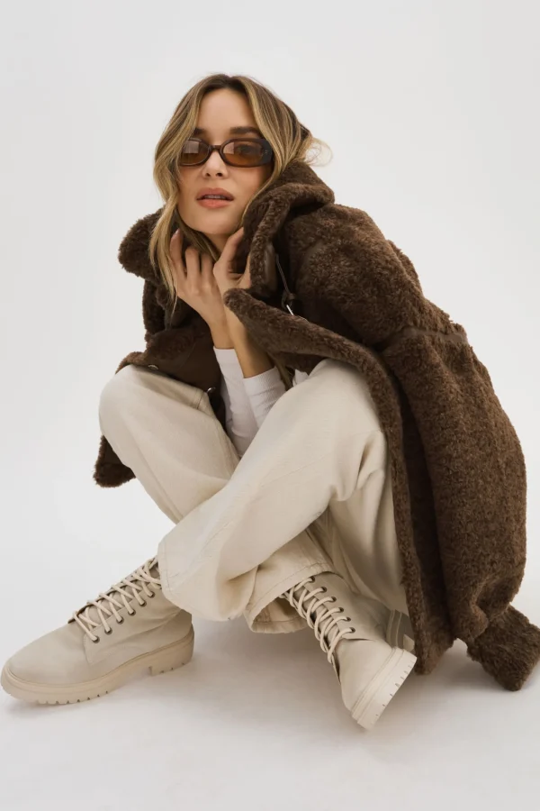 LAMARQUE Coats&Jackets | BADU | Oversized Faux Shearling Jacket Brown