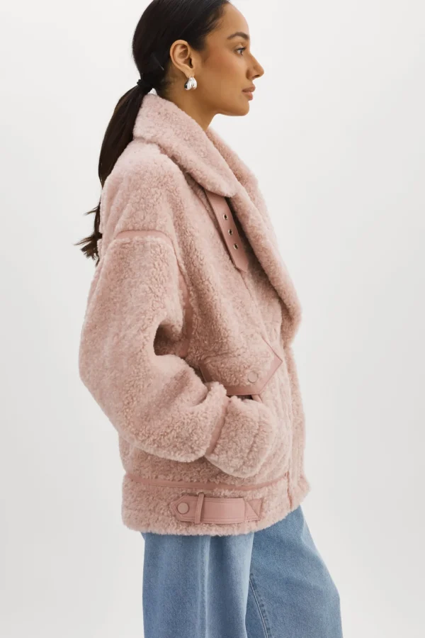 LAMARQUE Coats&Jackets | BADU | Oversized Faux Shearling Jacket Light Pink