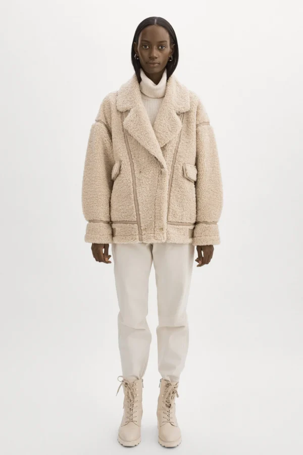 LAMARQUE Coats&Jackets | BADU | Oversized Faux Shearling Jacket Beige