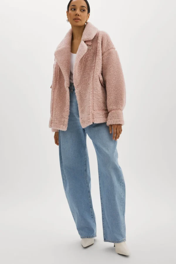 LAMARQUE Coats&Jackets | BADU | Oversized Faux Shearling Jacket Light Pink