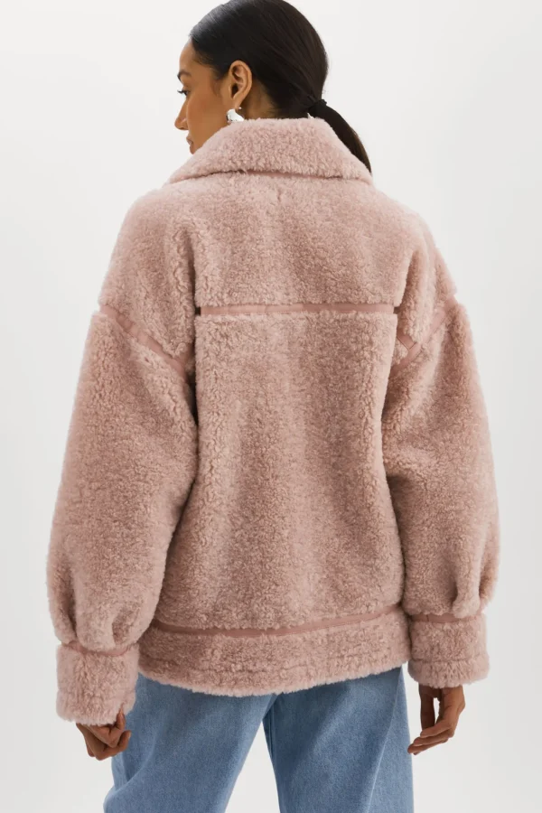 LAMARQUE Coats&Jackets | BADU | Oversized Faux Shearling Jacket Light Pink