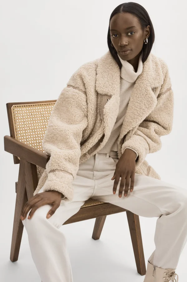 LAMARQUE Coats&Jackets | BADU | Oversized Faux Shearling Jacket Beige