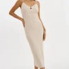 LAMARQUE Dresses | BETTINA | Rib Knit Dress Beige/White