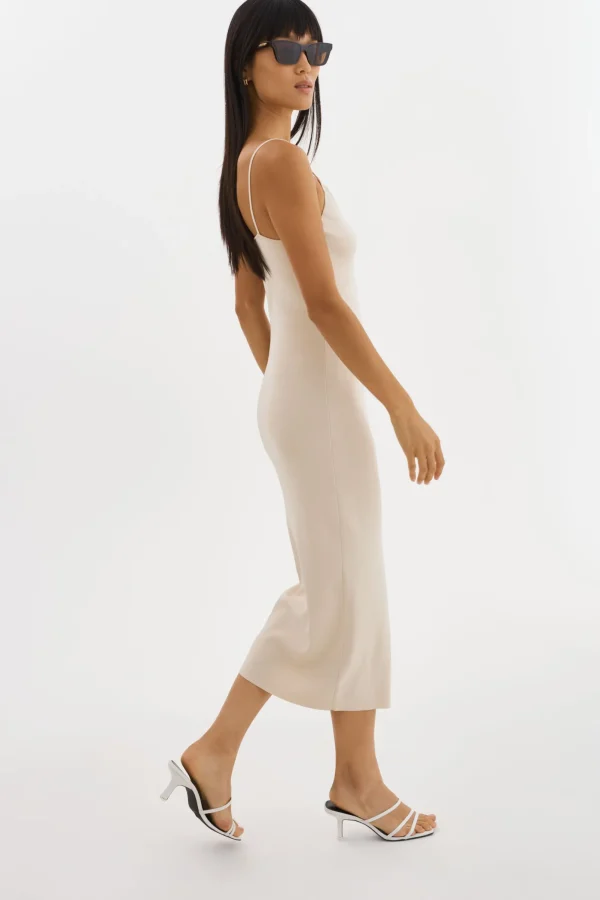 LAMARQUE Dresses | BETTINA | Rib Knit Dress Beige/White