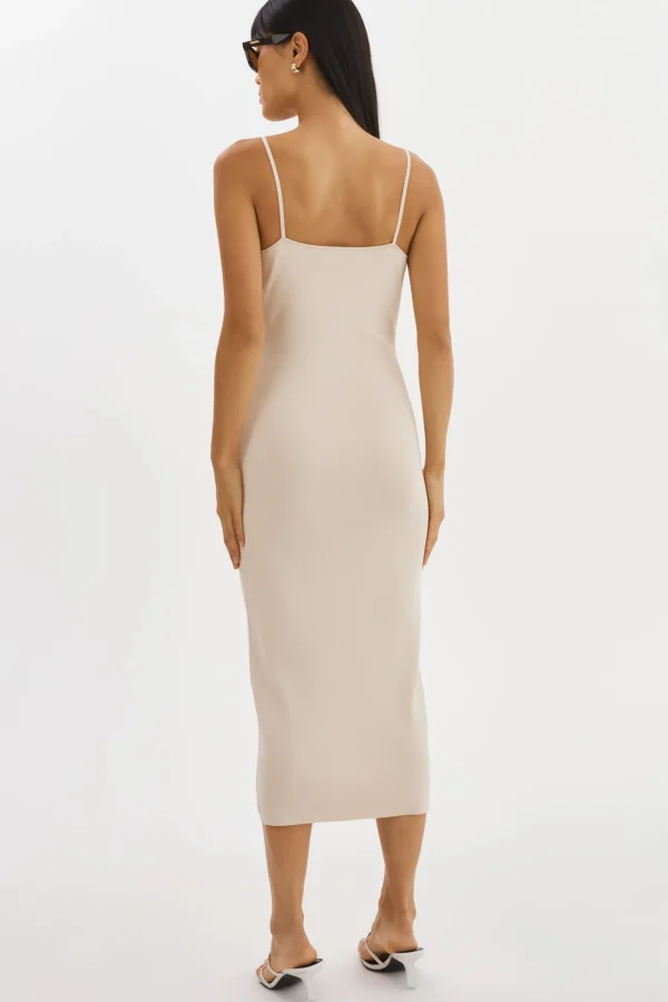 LAMARQUE Dresses | BETTINA | Rib Knit Dress Beige/White