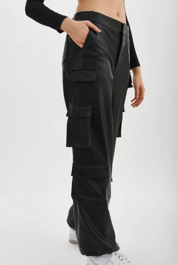 LAMARQUE Pants&Shorts | BOBBI | Faux Leather Cargo Pants Black