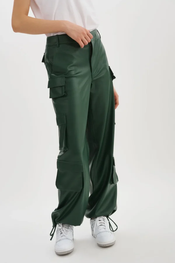 LAMARQUE Pants&Shorts | BOBBI | Faux Leather Cargo Pants Alpine Green