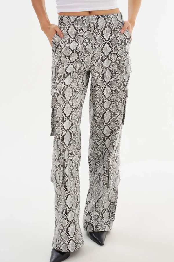 LAMARQUE Pants&Shorts | BOBBI | Faux Leather Cargo Pants Python Print
