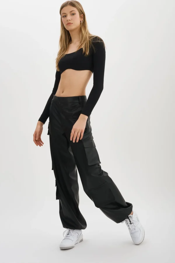 LAMARQUE Pants&Shorts | BOBBI | Faux Leather Cargo Pants Black