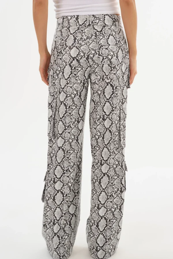 LAMARQUE Pants&Shorts | BOBBI | Faux Leather Cargo Pants Python Print