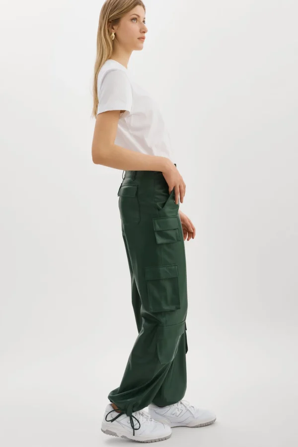 LAMARQUE Pants&Shorts | BOBBI | Faux Leather Cargo Pants Alpine Green